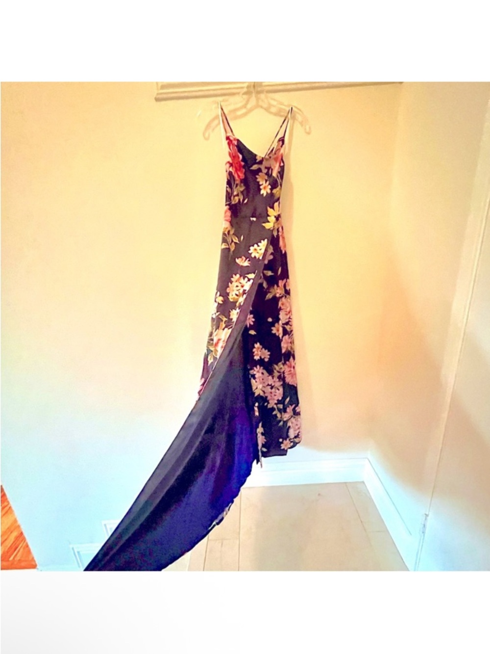 Lulus Love of Romance Navy Floral Print Satin Cowl Neck Maxi Dress - Size XS NWT - Picture 8 of 11